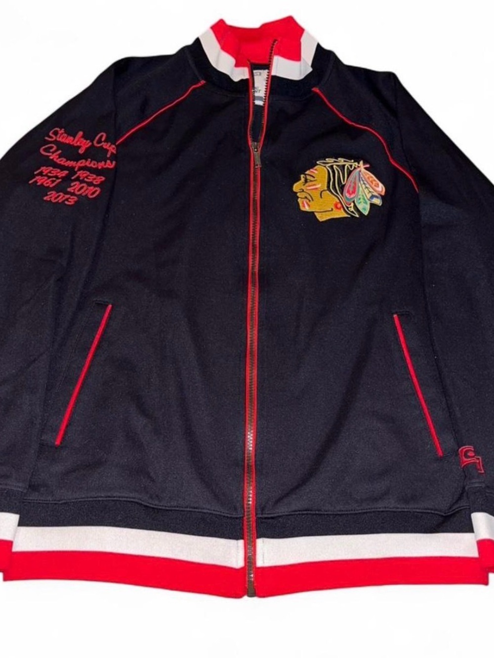 Vintage CCM Chicago Blackhawks Jacket Mens M Black NHL Hockey Zip Up